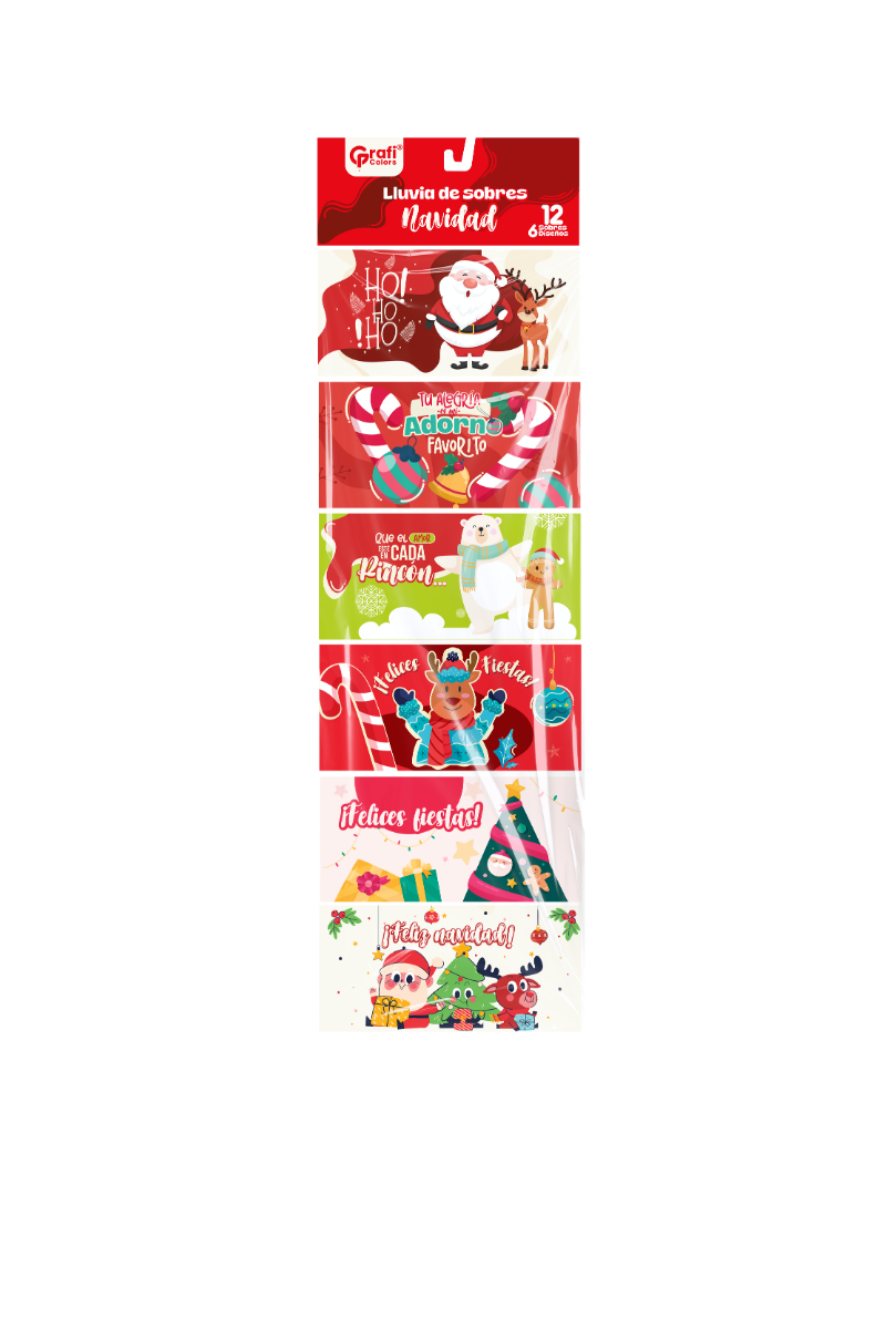 Lluvia De Sobres Colores X 12 Grafi Colors Feliz Navidad