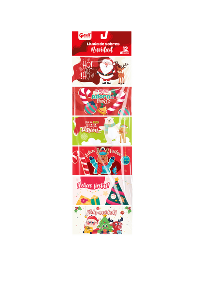 Lluvia De Sobres Colores X 12 Grafi Colors Feliz Navidad