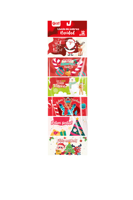 Lluvia De Sobres Colores X 12 Grafi Colors Feliz Navidad