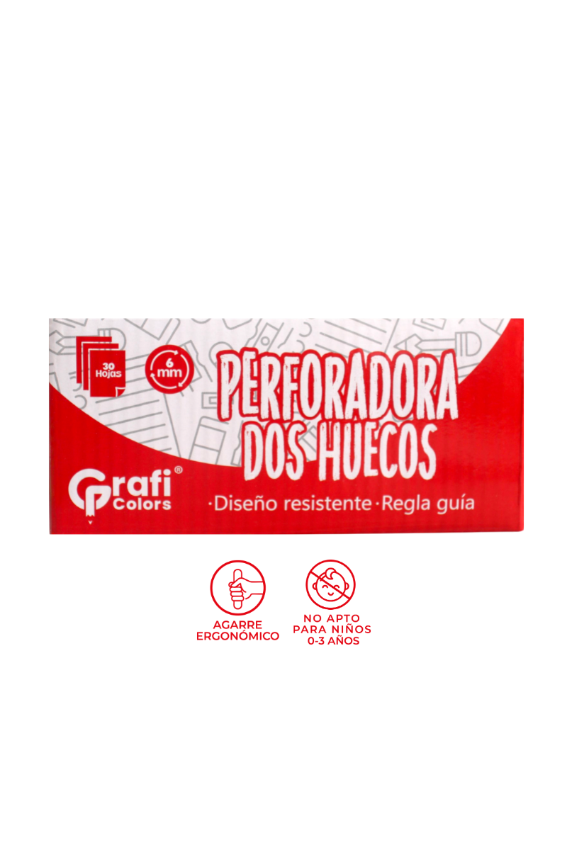 PERFORADORA ERGONOMICA GRAFI COLORS 2 HUECOS 16 HOJAS