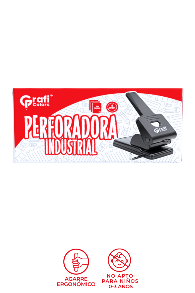 Perforadora Industrial Grafi Colors 2 Huecos 70 Hojas