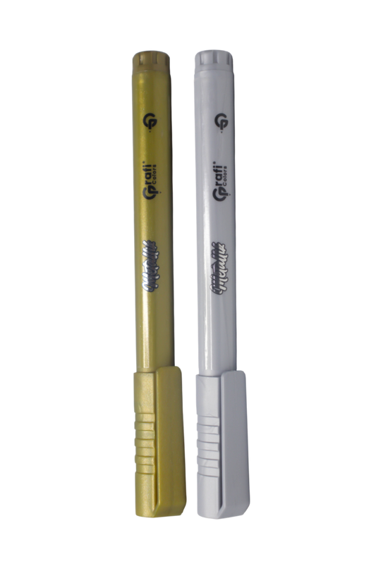 Marcador Metalizado Grafi Colors Caja X12 8 Dorados y 4 Plateados Punta Bala