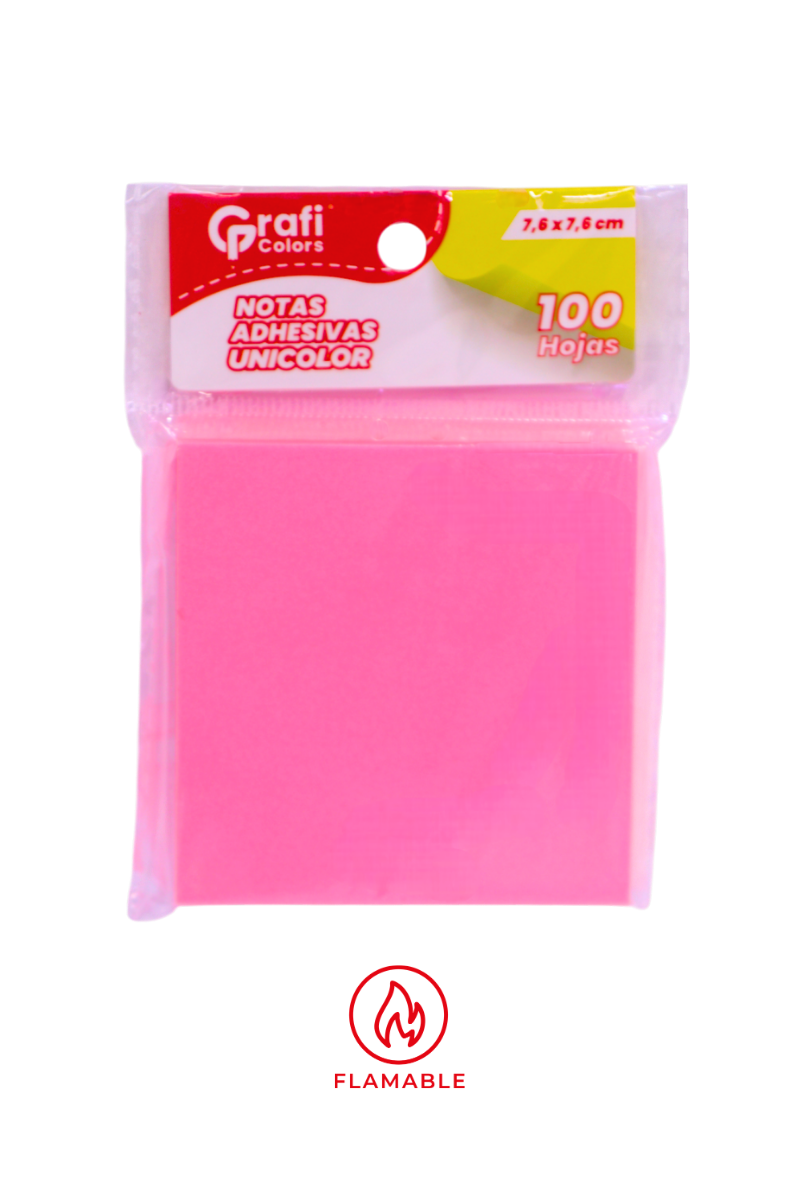 NOTAS ADHESIVAS  UNICOLOR GRAFI COLORS X 100 PCS