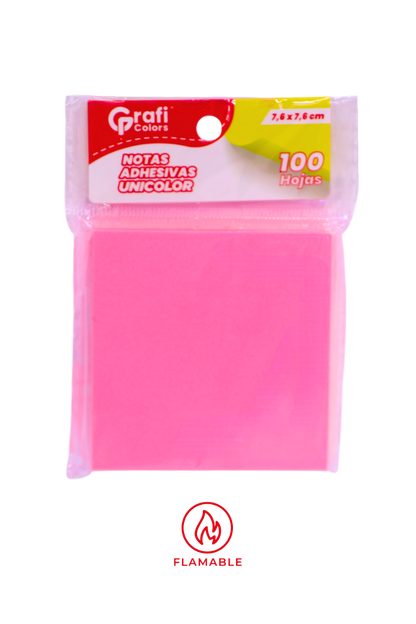 NOTAS ADHESIVAS  UNICOLOR GRAFI COLORS X 100 PCS