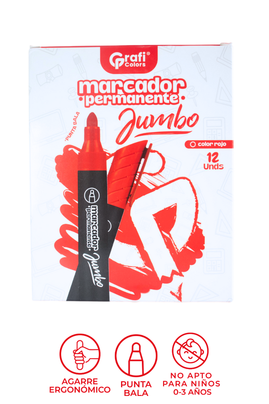 Marcador Permanente Jumbo Rojo Punta Bala Grafi Colors X12