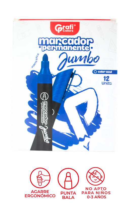 Marcador Permanente Jumbo Azul Punta Bala Grafi Colors X12