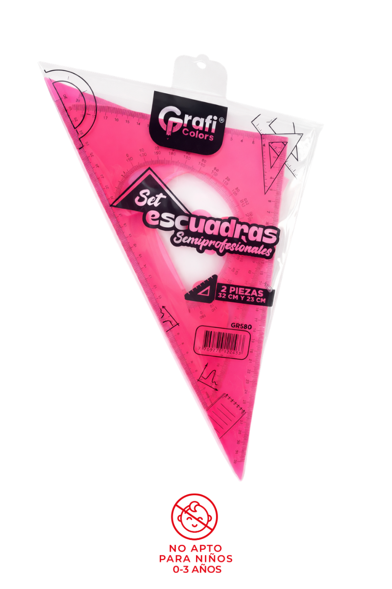Set Escuadras Semiprofesionales Grafi Colors 2 Piezas 32 cm