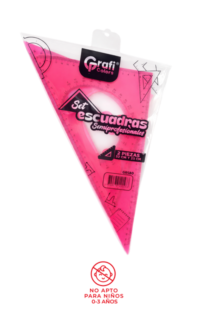 Set Escuadras Semiprofesionales Grafi Colors 2 Piezas 32 cm