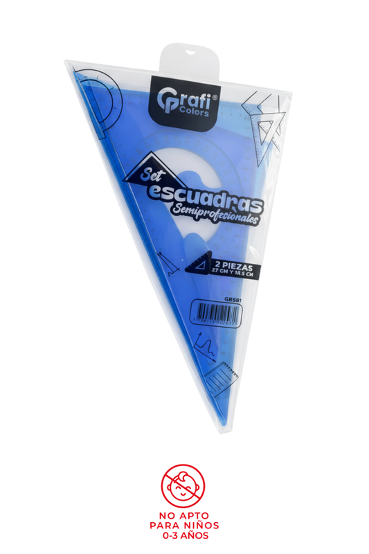 Set Escuadras Semiprofesionales Grafi Colors 2 Piezas 27 cm