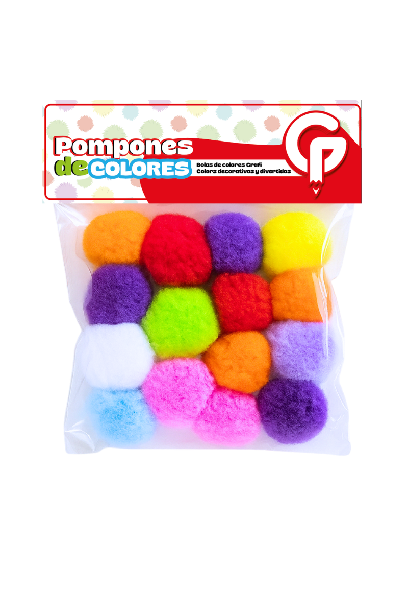 POMPONES DE LANA GRAFI COLORS 3 SM 16 PCS