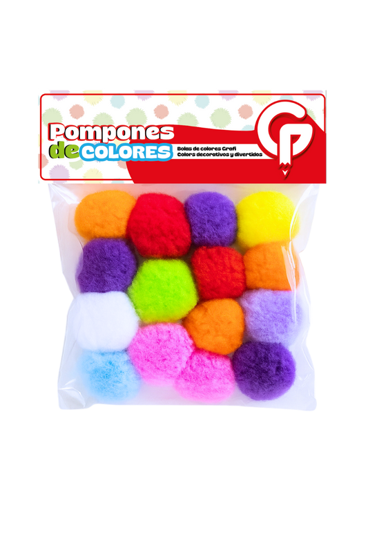 POMPONES DE LANA GRAFI COLORS 3 SM 16 PCS