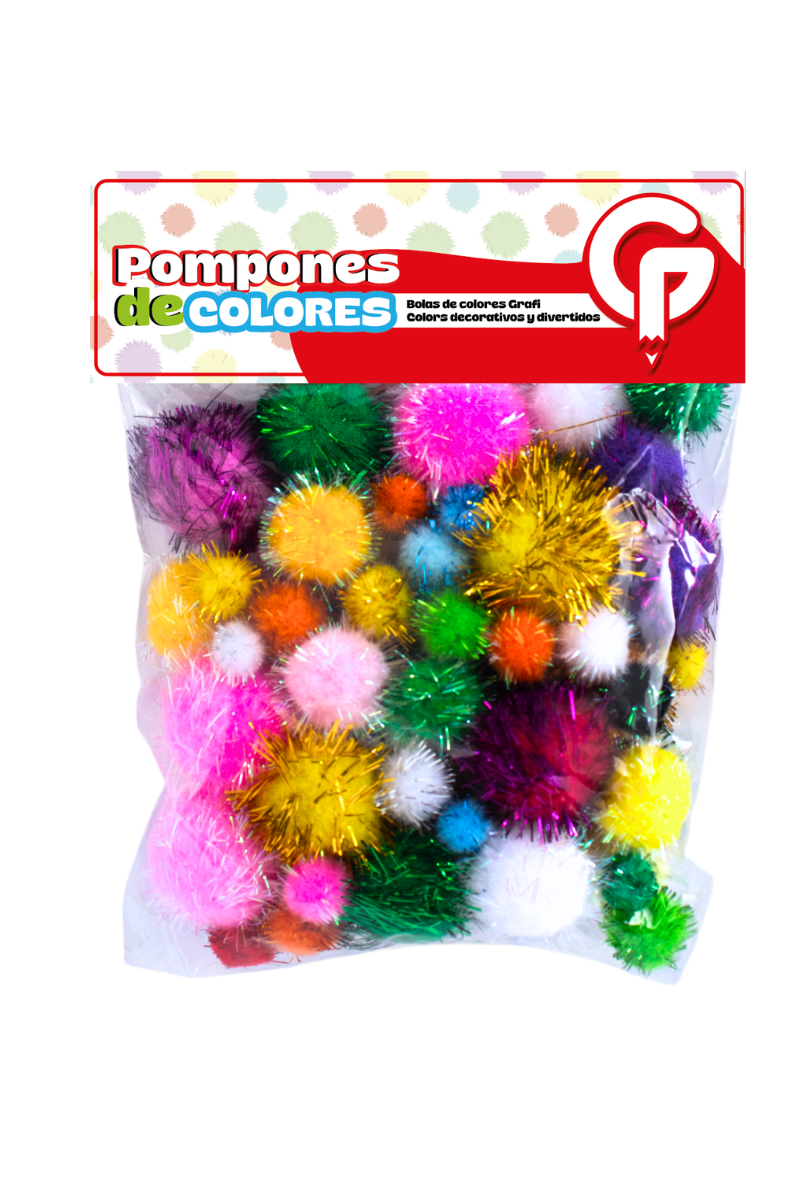 POMPONES DE LANA GRAFI COLORS BRILLANTES 40 PCS