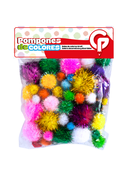 POMPONES DE LANA GRAFI COLORS BRILLANTES 40 PCS