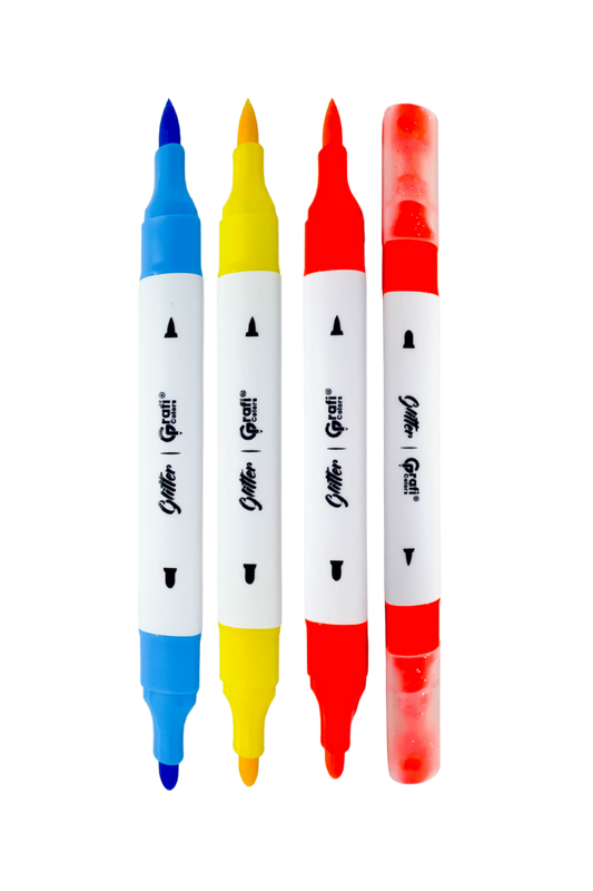 Marcadores Glitter Duo Grafi Colors Doble Punta x 36 Unidades