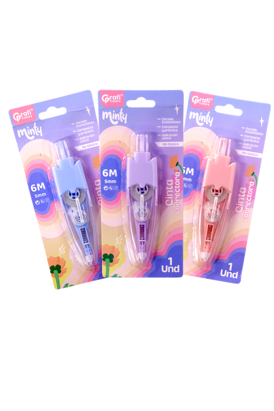 CORRECTOR CINTA GRAFI COLORS MINTY RETRACTIL 6M