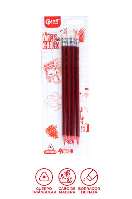 Lápiz Rojo Blister Grafi Colors X 4 Unidades