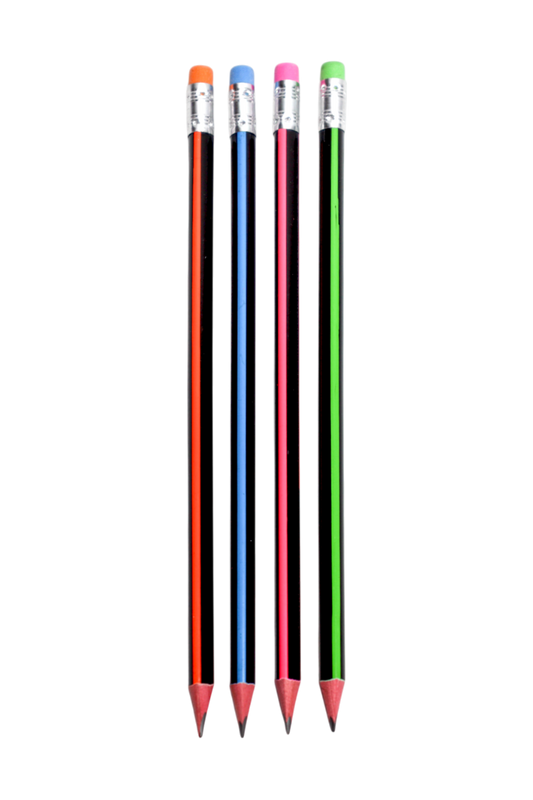 Lápiz Negro Con Rayas Blister Grafi Colors X 4 Unidades