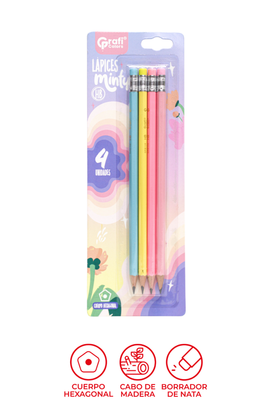 Lápiz Hb Pastel Blister Grafi Colors X 4 Unidades