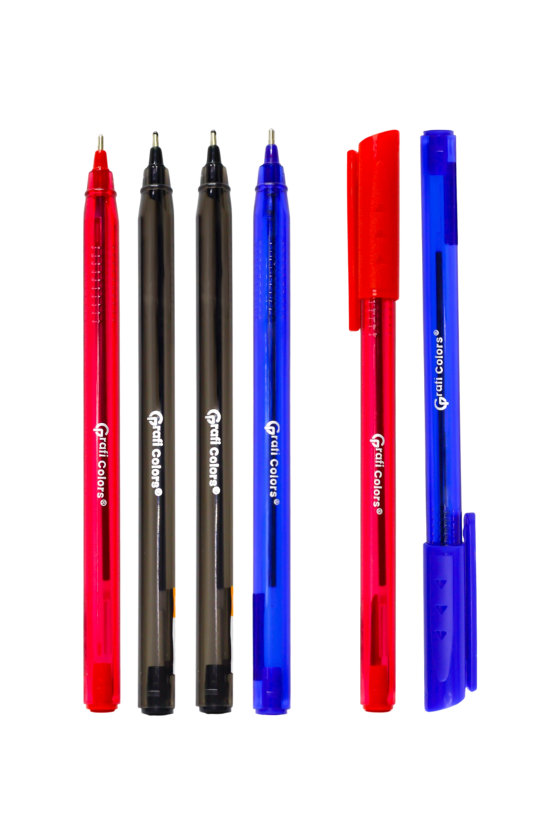 Lapicero Cuerpo Solido Negro X4 Carton 1 Rojo.1azul 1mm