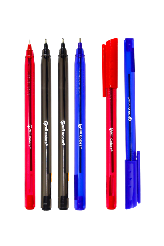 Lapicero Cuerpo Solido Negro X4 Carton 1 Rojo.1azul 1mm