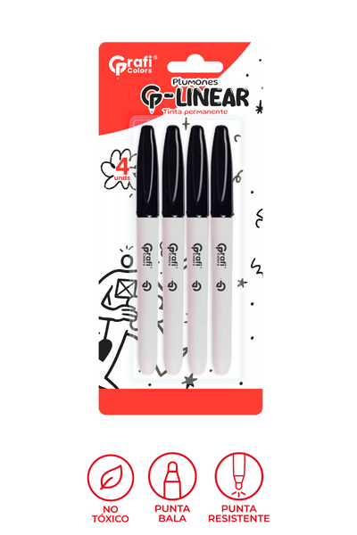 Marcador Blister Grafi Colors X4 Negro