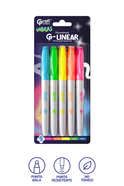 Marcador Blister Grafi Colors X5 Neon