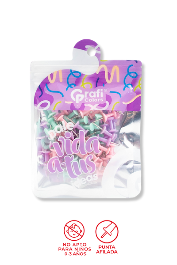 Chinchones De Cabeza Grafi Colors Pastel En Bolsa x 60 Unidades