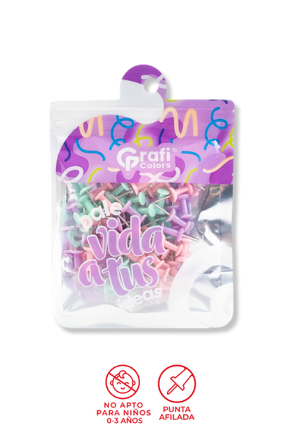 Chinchones De Cabeza Grafi Colors Pastel En Bolsa x 60 Unidades