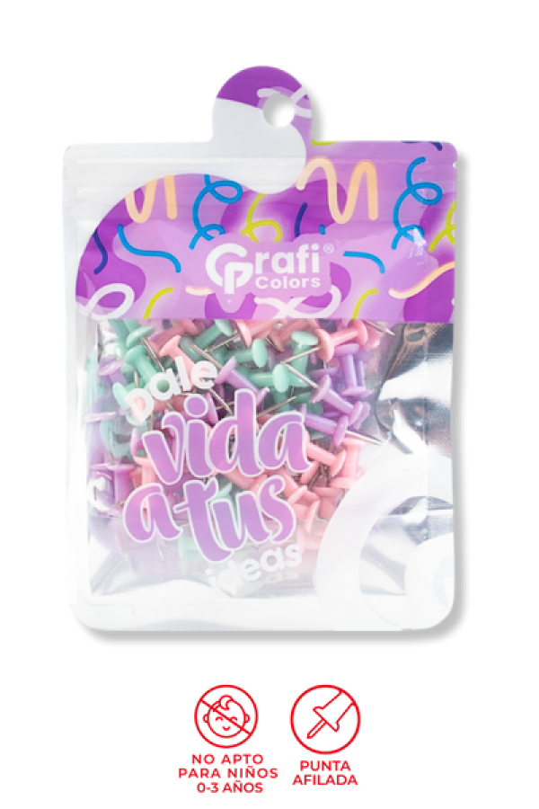 Chinchones De Cabeza Grafi Colors Pastel En Bolsa x 60 Unidades