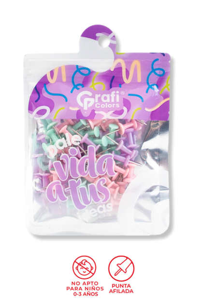 Chinchones De Cabeza Grafi Colors Pastel En Bolsa x 60 Unidades