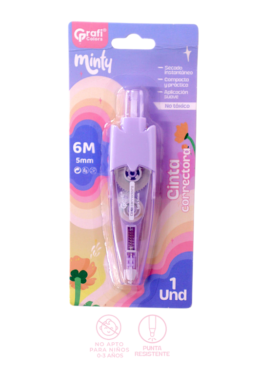 CORRECTOR CINTA GRAFI COLORS MINTY RETRACTIL 6M