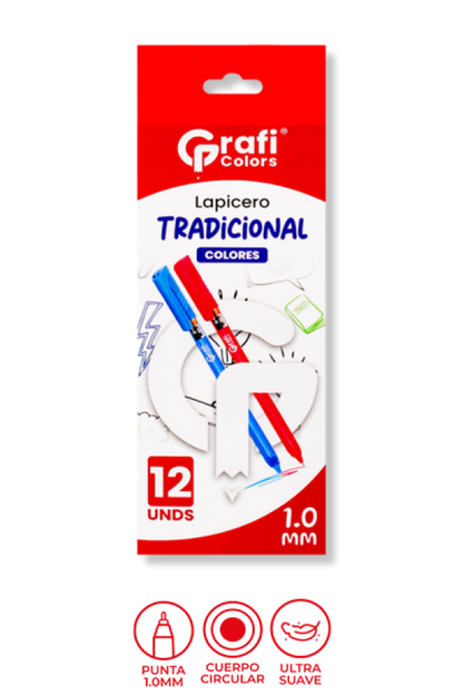 Lapicero Grafi Colors Colores 1,0m x 12 Unidades