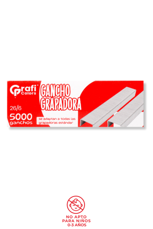 Gancho Grapadora Grafi Colors Estándar Galvanizada 26/6 x 5000