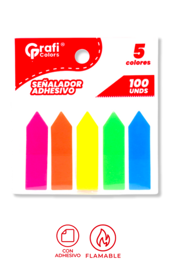 Señaladores De Página  Grafi Colors con Adhesivo 5 Colores