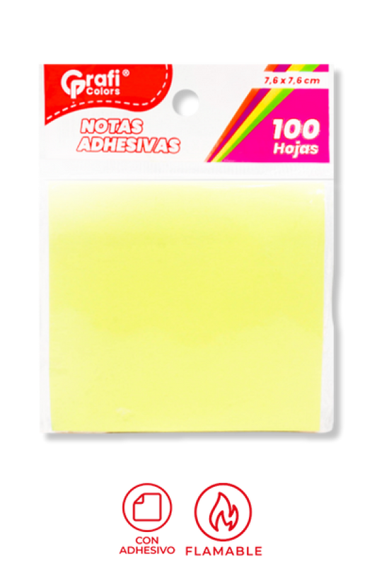 Notas Adhesivas Grafi Colors, 5 Colores x 100 Hojas