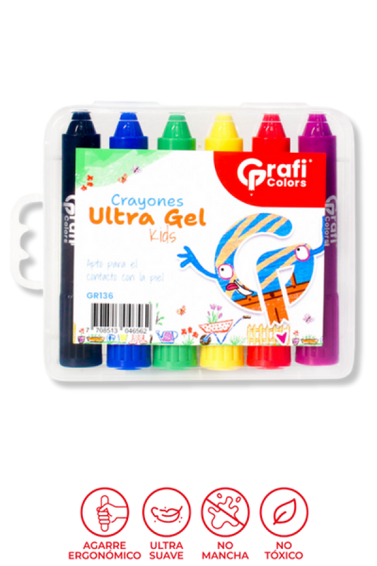 Crayones Grafi Colors Ultra Gel Kids x 6 Unidades
