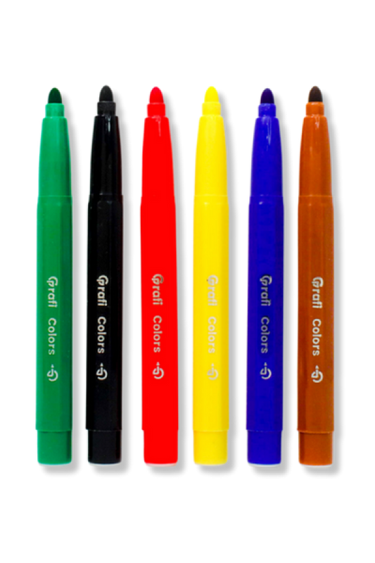 Plumones Gigantes Kids Grafi Colors Lavables Punta Bala x 6 Unidades
