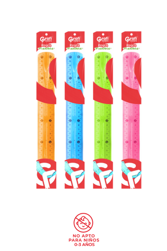 Regla Grafi Colors Flexible 30 cm Colores Surtidos