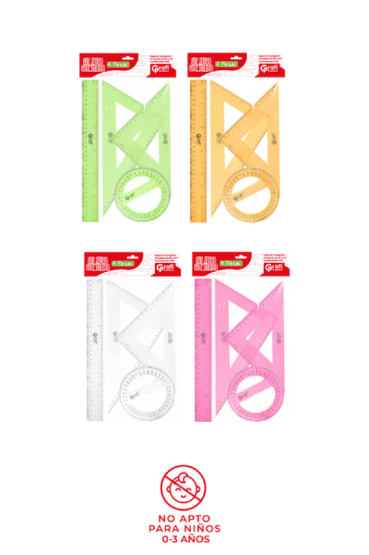 Juego Geométrico Grafi Colors en Colores Traslucidos x 4 piezas