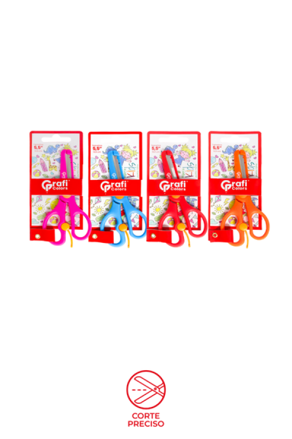 Tijeras Grafi Colors kids  5,5 Pulgadas  Punta Roma Colores Surtidos