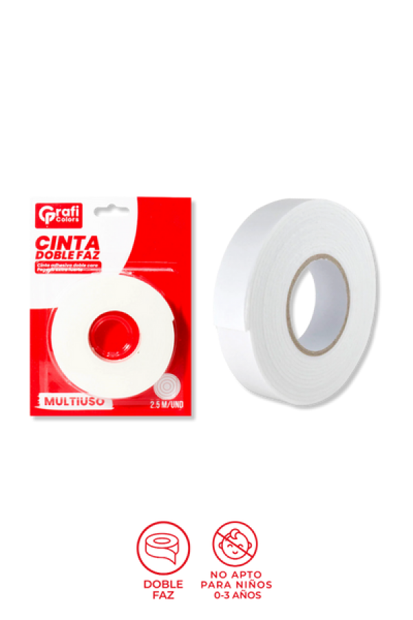 Cinta Doble Faz Grafi Colors 2 cm x 2.5 mts