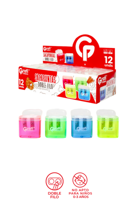 Sacapuntas Grafi Colors Doble filo  con Depósito  Colores Surtidos