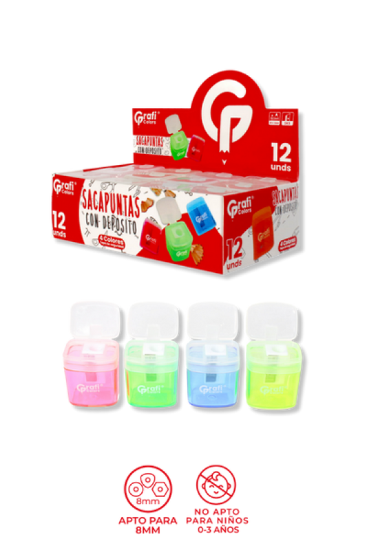 Sacapuntas  Grafi Colors  Con Deposito Colores Surtidos
