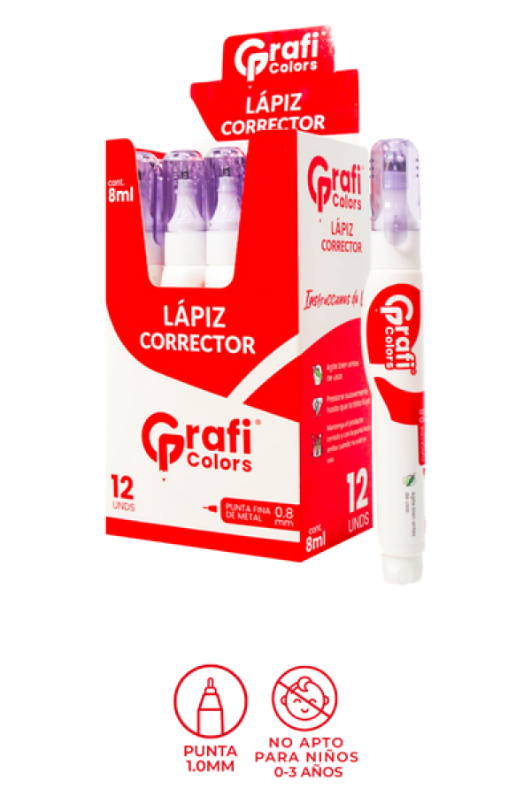 Lápiz Corrector Líquido Grafi Colors x 12 Unidades