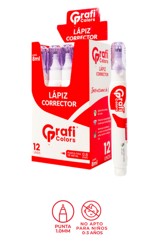 Lápiz Corrector Líquido Grafi Colors x 12 Unidades