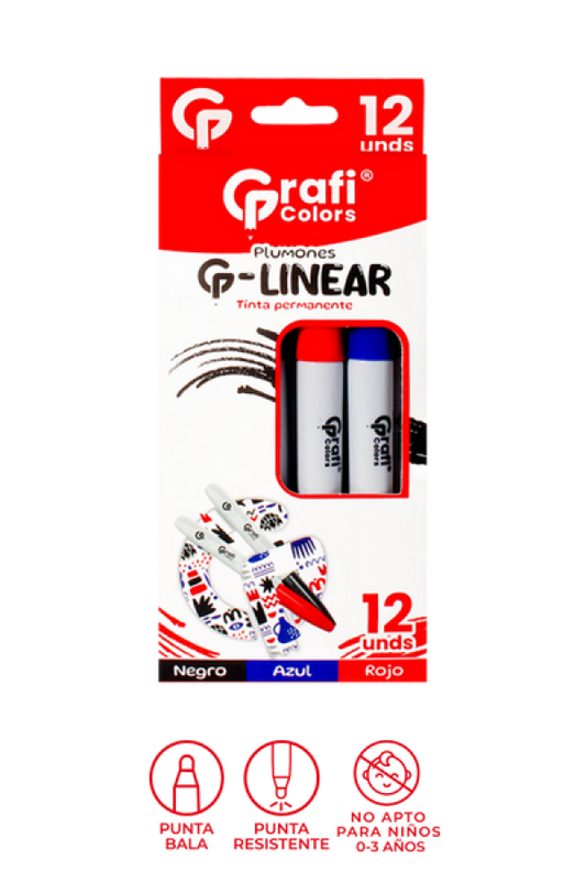 Marcador Grafi Colors Permanente G-Linear Colores Surtidos x 12 Unidades