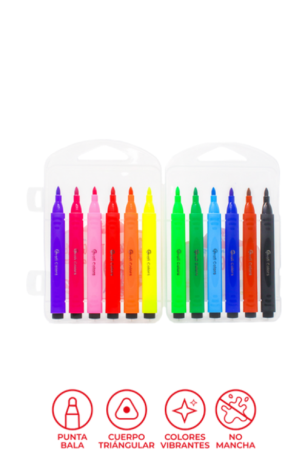 Estuche de Plumones Triangulares Grafi Colors x 12 Unidades