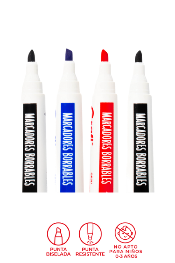 Estuche  Marcadores Grafi Colors Borrables Colores Surtidos x 4 Unidades