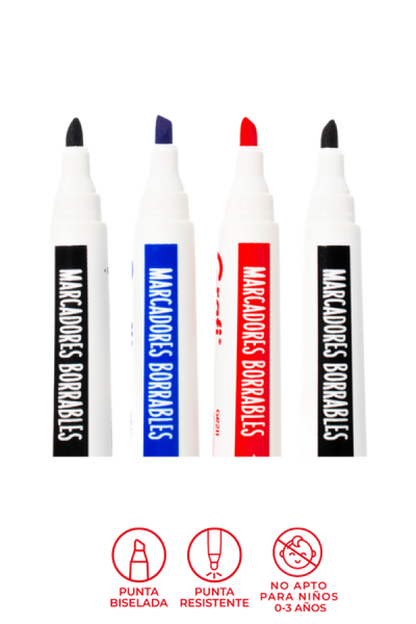 Estuche  Marcadores Grafi Colors Borrables Colores Surtidos x 4 Unidades