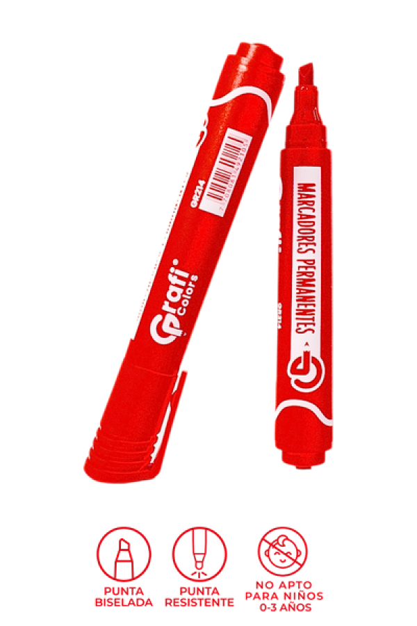 Marcador Grafi Colors Permanente Rojo x 12 Unidades